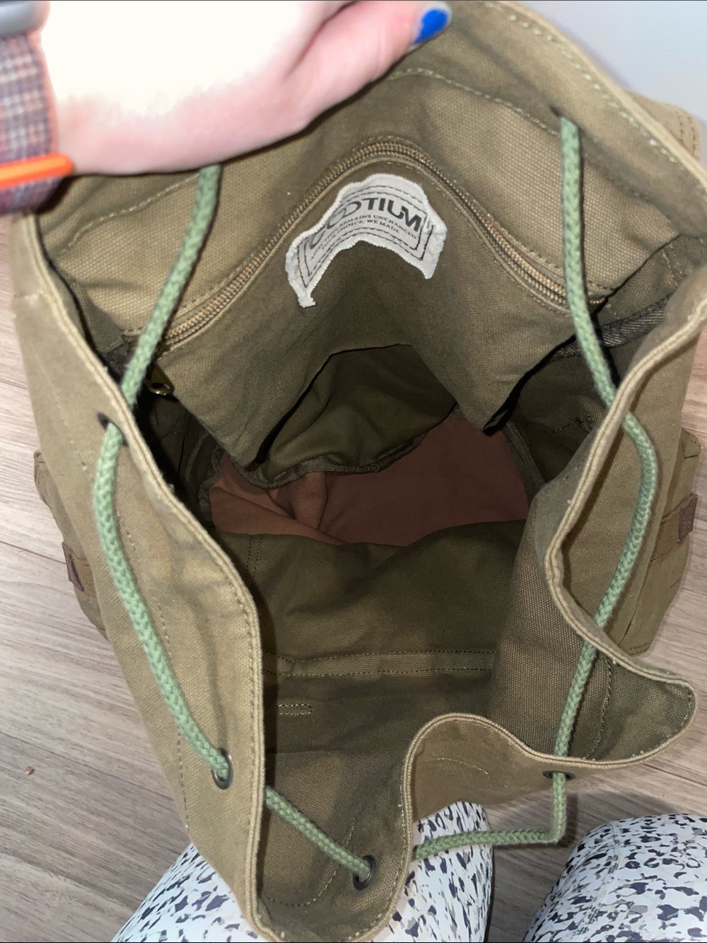 Canvas Rucksack Backpack - Brown - Picture 3 of 4